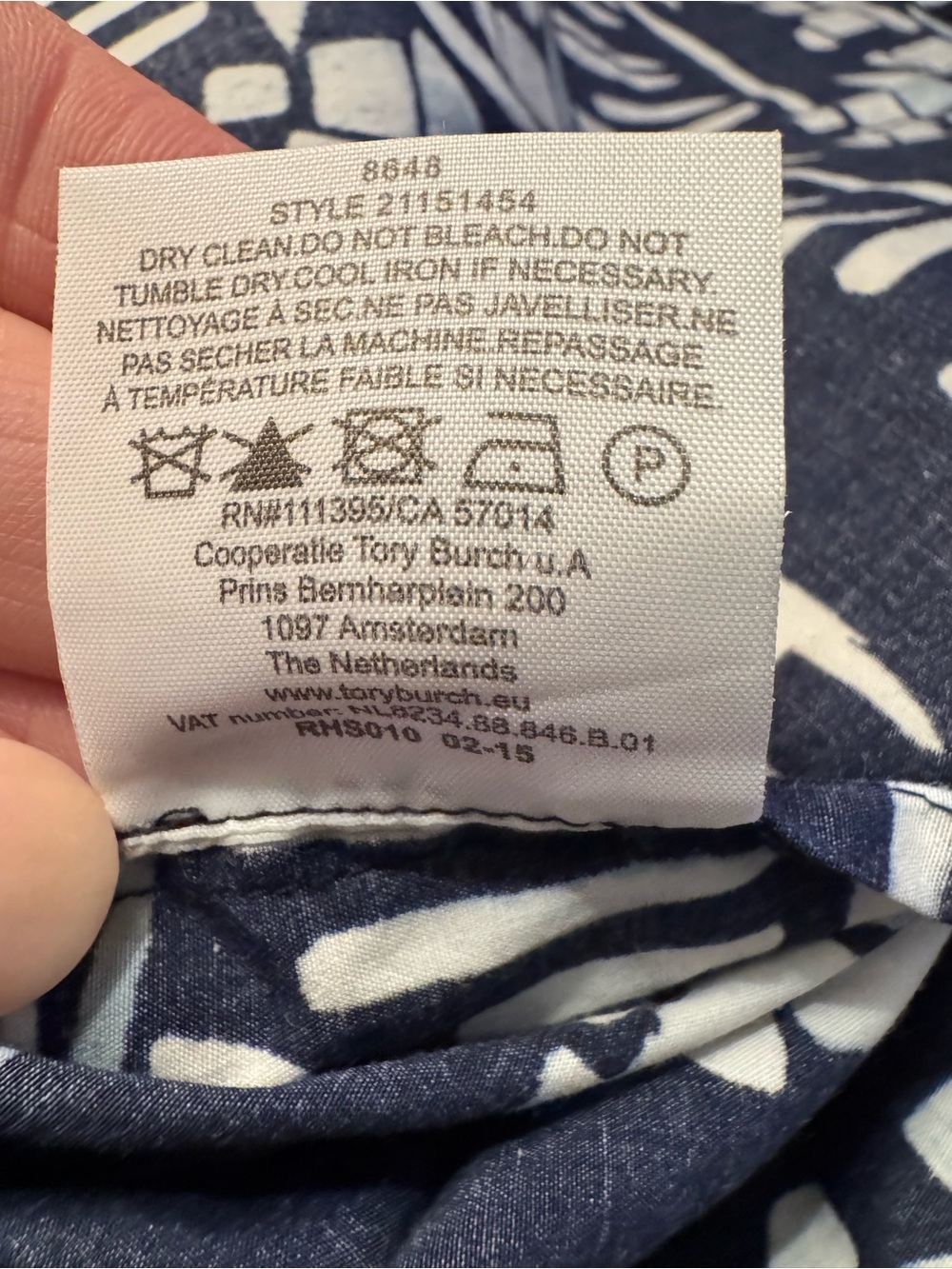 Tory Burch Navy and White Abstract Print Dress Size 12 - Picture 11 of 11